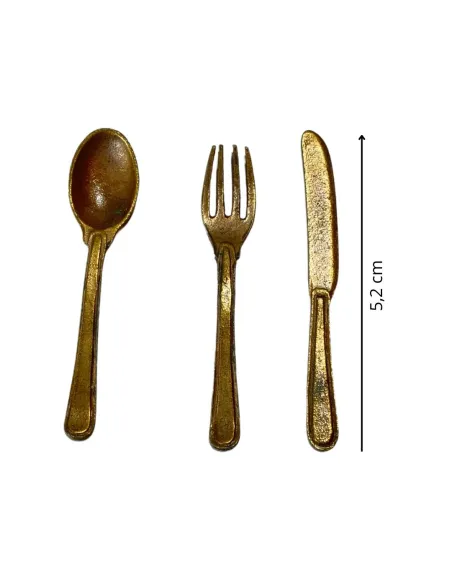 3-Piece Bronze-Coloured Cutlery Set for 30 cm Nativity Figures