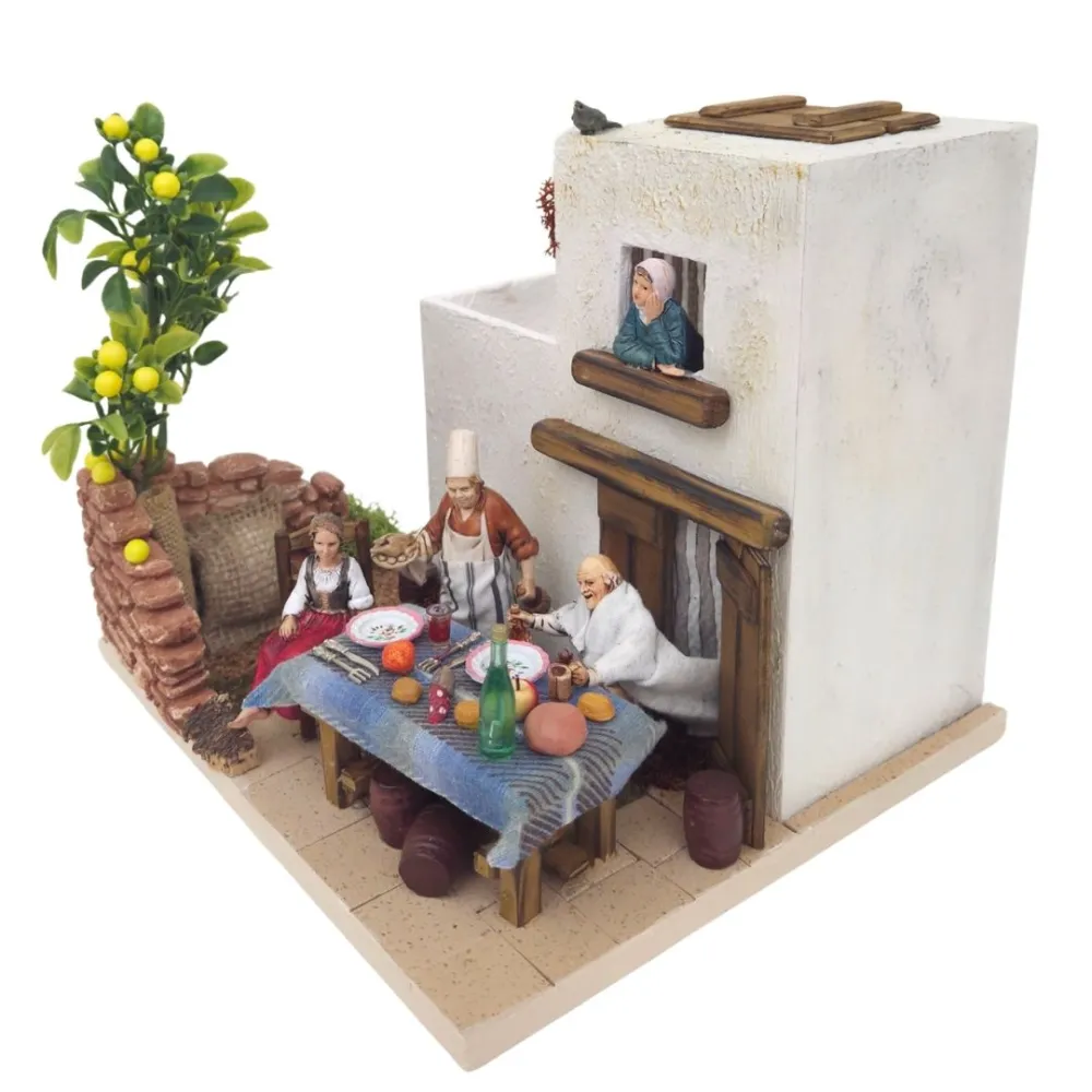 Scena osteria con statue Landi da 10 cm