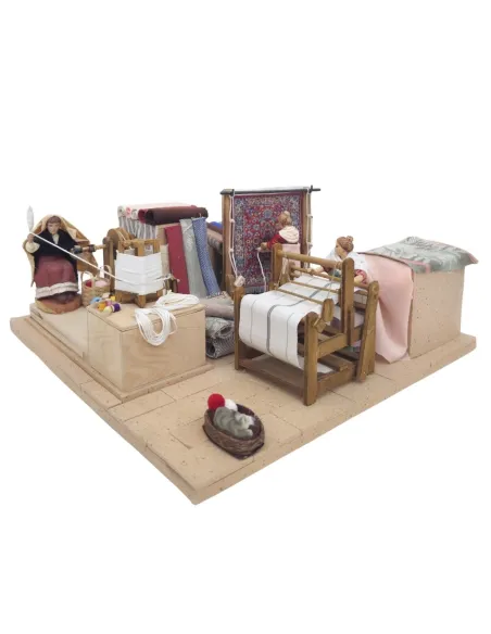 Animated Textile Workshop with Landi and Oliver Figures, 10 cm