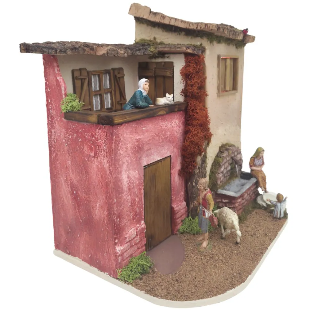 Scena borgo con fontana 10 cm in movimento