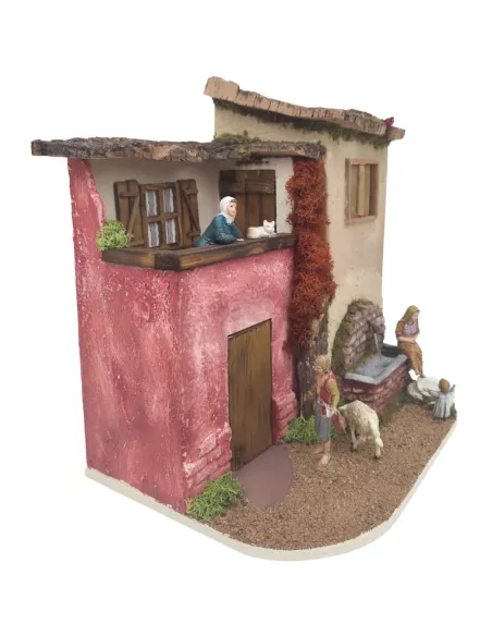 Scena borgo con fontana 10 cm in movimento