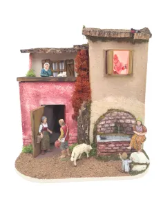 Scena borgo con fontana 10 cm in movimento