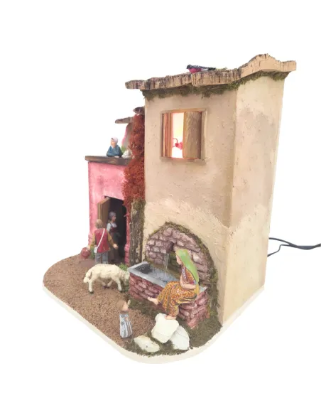 Scena borgo con fontana 10 cm in movimento