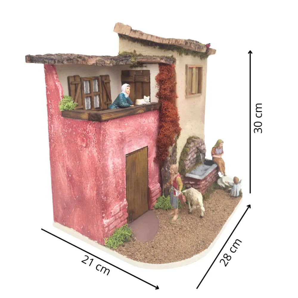 Scena borgo con fontana 10 cm in movimento