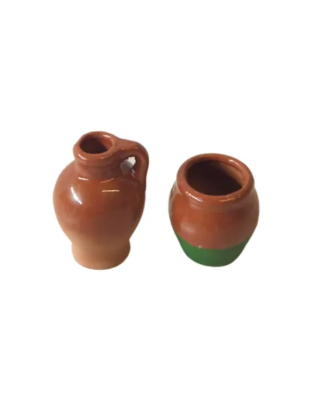 Set 2 anfore smaltate in terracotta per statue da 8-10 cm