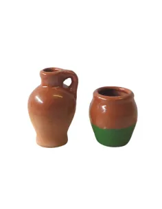 Set 2 anfore smaltate in terracotta per statue da 8-10 cm