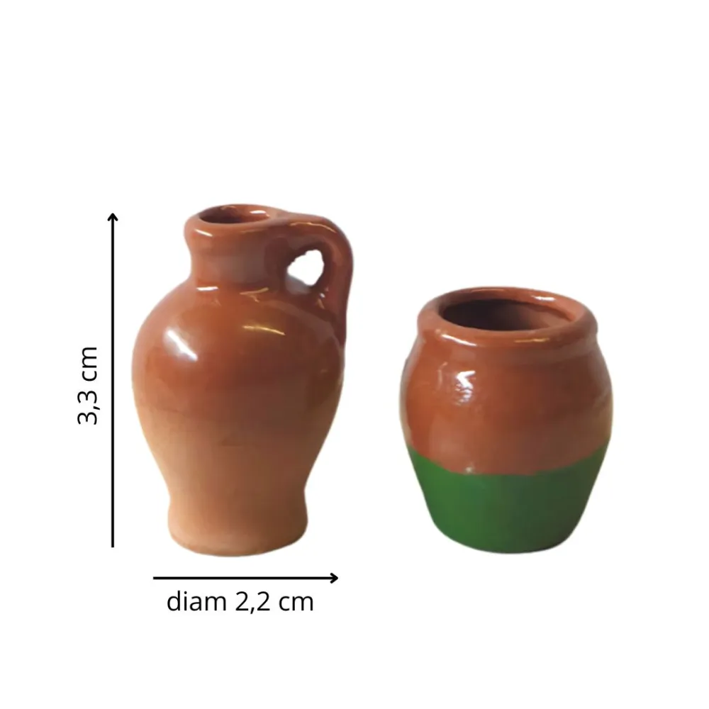 Set 2 anfore smaltate in terracotta per statue da 8-10 cm