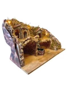 Wood and Cork Village with Fountain and Lighting for 8–10 cm Nativity Figures 2