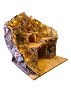 Wood and Cork Village with Working Windmill, Stream and Lighting for 10–12 cm Nativity Figures 2