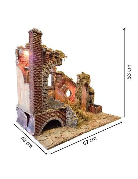 Neapolitan-Style Ruin with Fountain and Lighting for 15–20 cm Nativity Figures