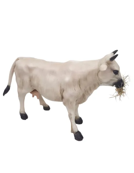 Animated White Cow Eating for 30 cm Nativity Figures