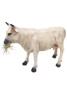 Animated White Cow Eating for 30 cm Nativity Figures
