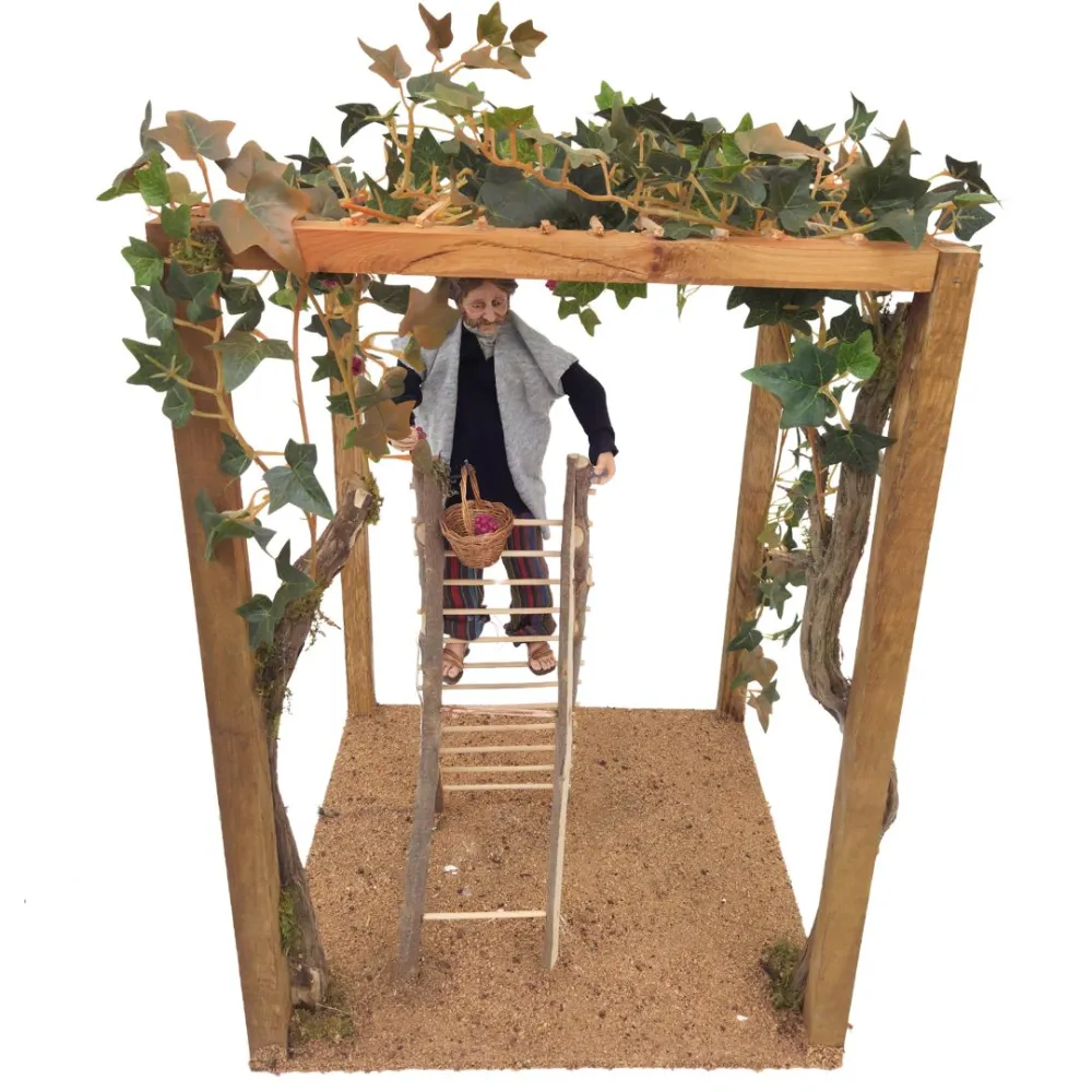 Animated Traditional Man Harvesting Grapes, 30 cm