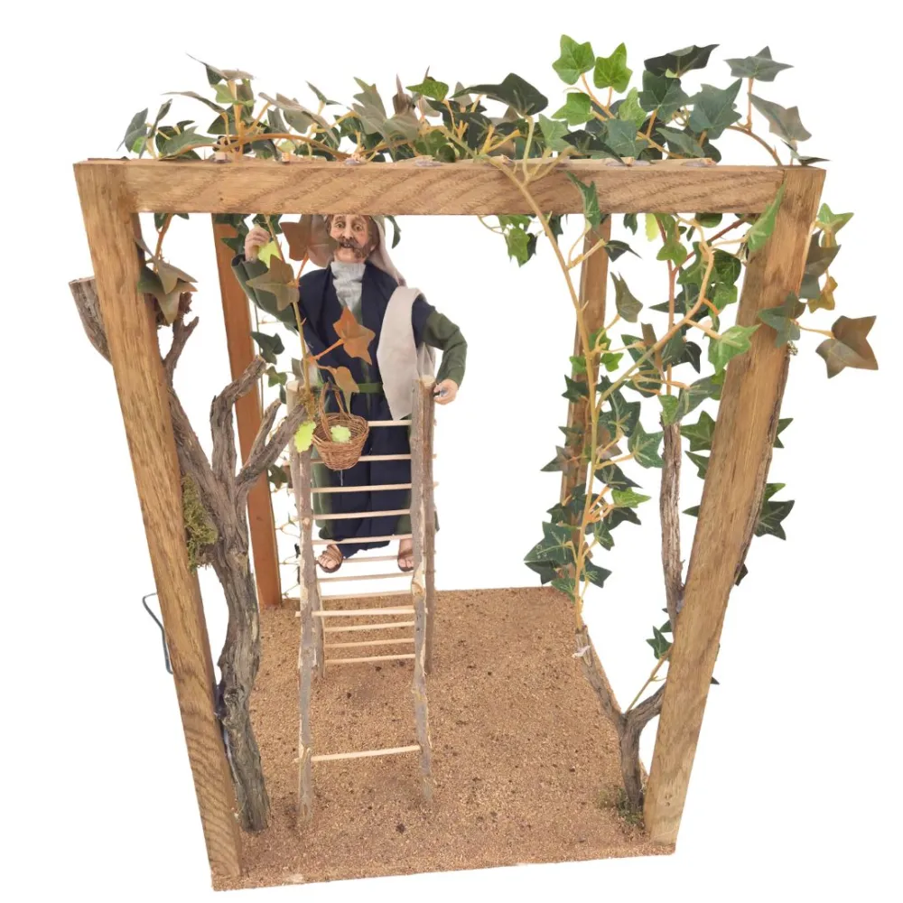 Animated Traditional Man Harvesting Grapes, 30 cm