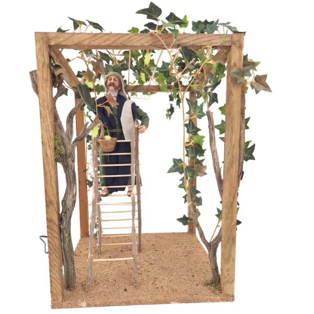 Animated Traditional Man Harvesting Grapes, 30 cm