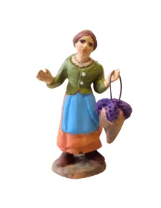 Terracotta Woman with Basket of Grapes, 7 cm
