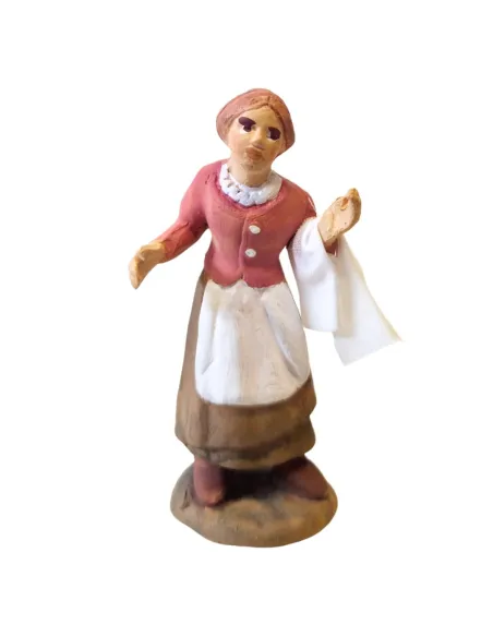 Donna con strofinaccio in terracotta 7 cm