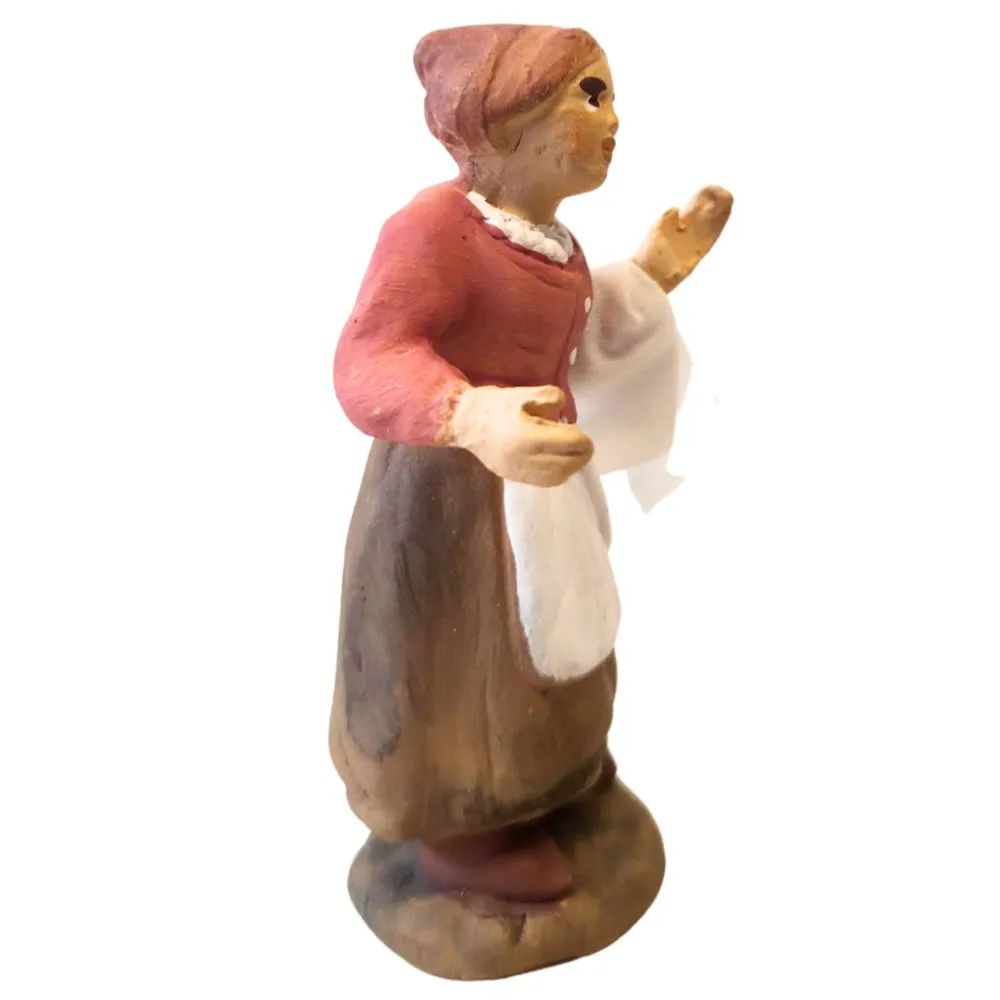 Donna con strofinaccio in terracotta 7 cm