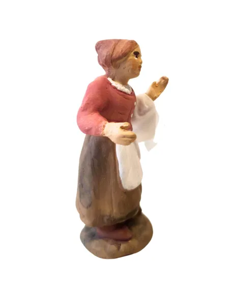 Donna con strofinaccio in terracotta 7 cm