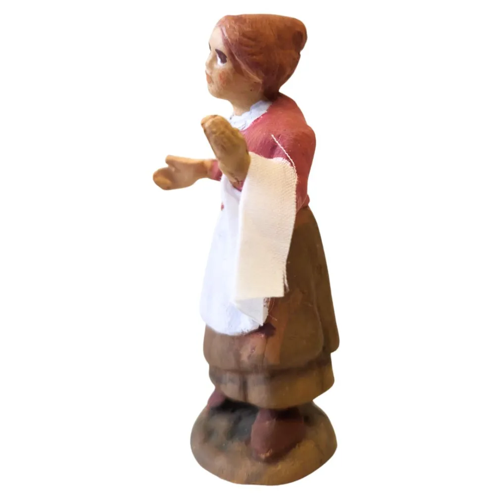 Donna con strofinaccio in terracotta 7 cm