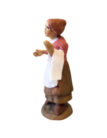 Donna con strofinaccio in terracotta 7 cm