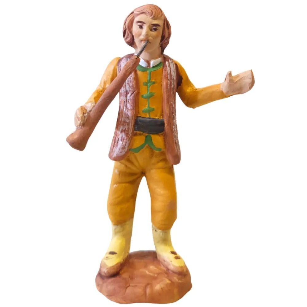 Uomo con piffero in terracotta 10 cm