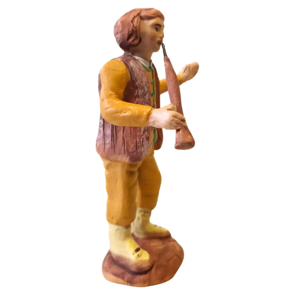 Uomo con piffero in terracotta 10 cm