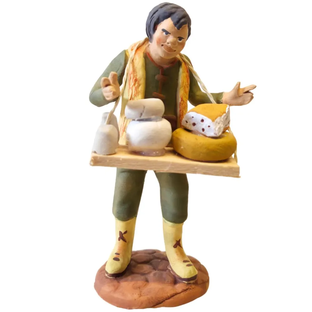 Venditore di formaggi con tavolozza in terracotta 12 cm