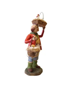 Venditore di uova con gallina in terracotta 12 cm 2