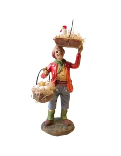 Venditore di uova con gallina in terracotta 12 cm