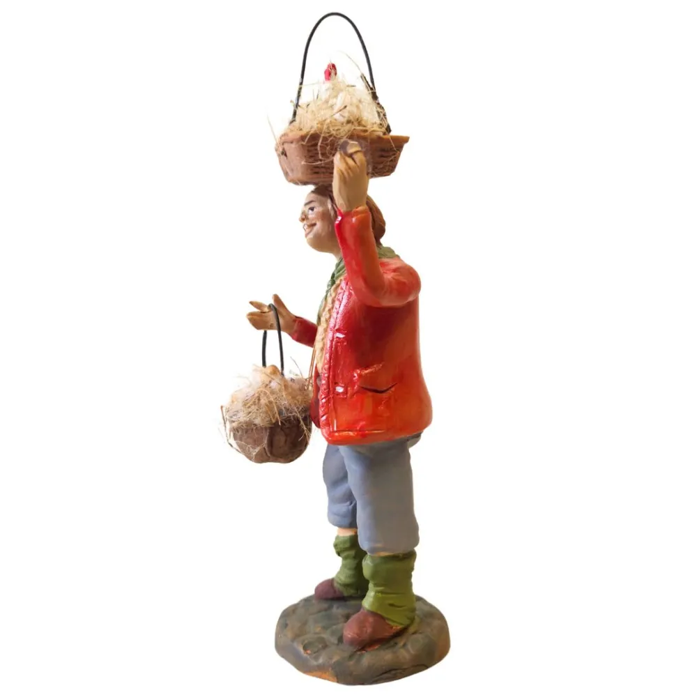 Terracotta Egg Seller with Hen, 12 cm