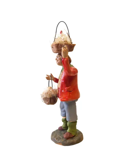 Venditore di uova con gallina in terracotta 12 cm