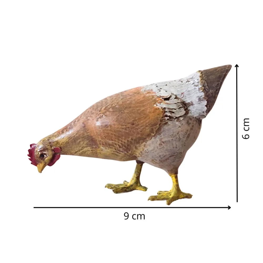 3D-Printed Brown Hen Pecking at the Ground for 28–30 cm Nativity Figures