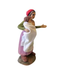 Donna con bambino in braccio in terracotta 10 cm 2