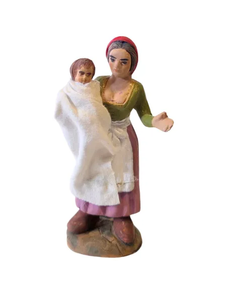 Terracotta Woman Holding a Baby, 10 cm