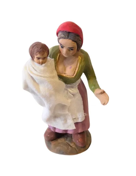 Terracotta Woman Holding a Baby, 10 cm