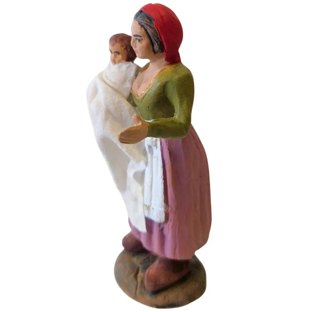 Terracotta Woman Holding a Baby, 10 cm