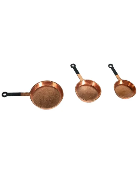 Set of 3 Copper Pans with Handles for 30 cm Nativity Figures