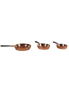 Set of 3 Copper Pans with Handles for 30 cm Nativity Figures