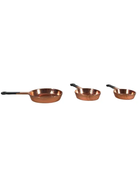 Set of 3 Copper Pans with Handles for 30 cm Nativity Figures