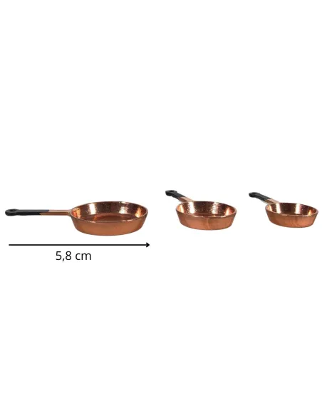 Set of 3 Copper Pans with Handles for 30 cm Nativity Figures