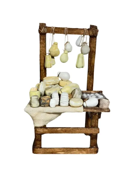 Bancarella con formaggi per statue da 10 cm