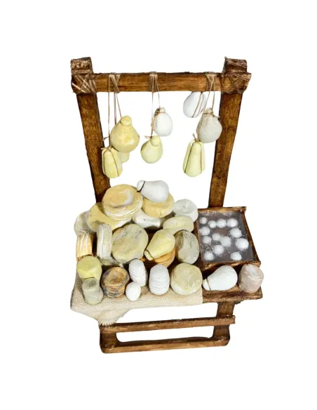 Bancarella con formaggi per statue da 10 cm