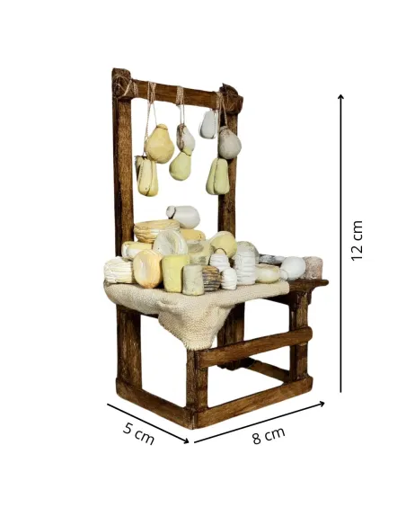 Bancarella con formaggi per statue da 10 cm