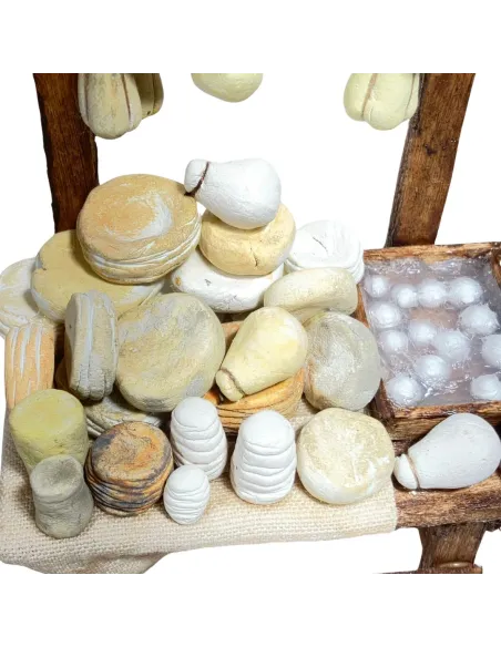 Bancarella con formaggi per statue da 10 cm