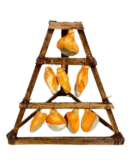 Cavalletto stagionatura prosciutti per statue da 10 cm