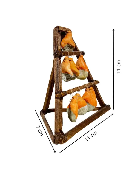 Cavalletto stagionatura prosciutti per statue da 10 cm