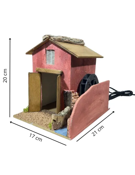 Rustic Village House with Moving Watermill for 8–10 cm Nativity Figures