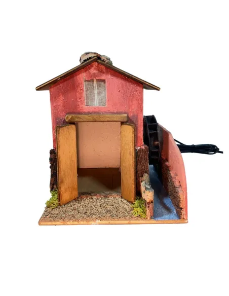 Rustic Village House with Moving Watermill for 8–10 cm Nativity Figures