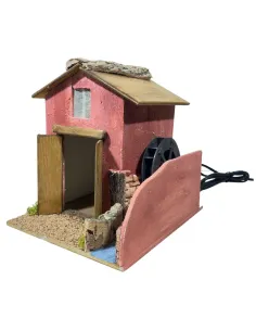 Rustic Village House with Moving Watermill for 8–10 cm Nativity Figures